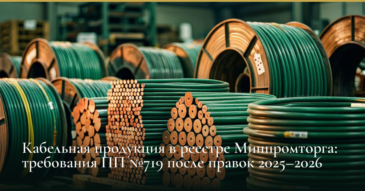 Кабельная продукция в реестре Минпромторга: требования ПП №719 после правок 2025–2026