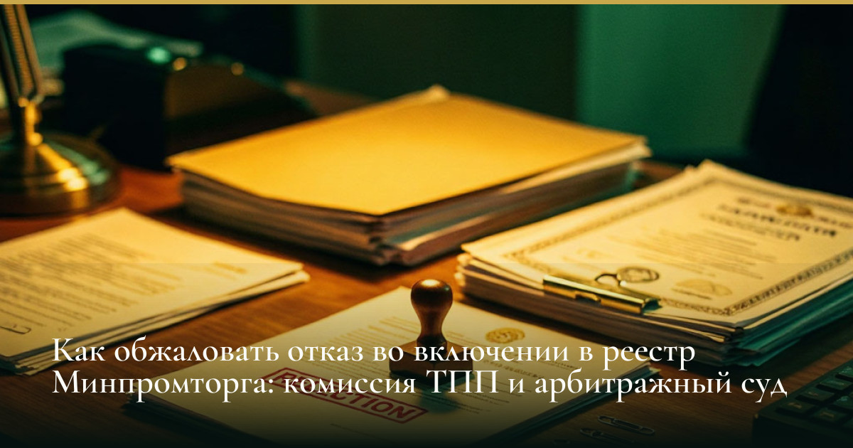 Как обжаловать отказ во включении в реестр Минпромторга: комиссия ТПП и арбитражный суд