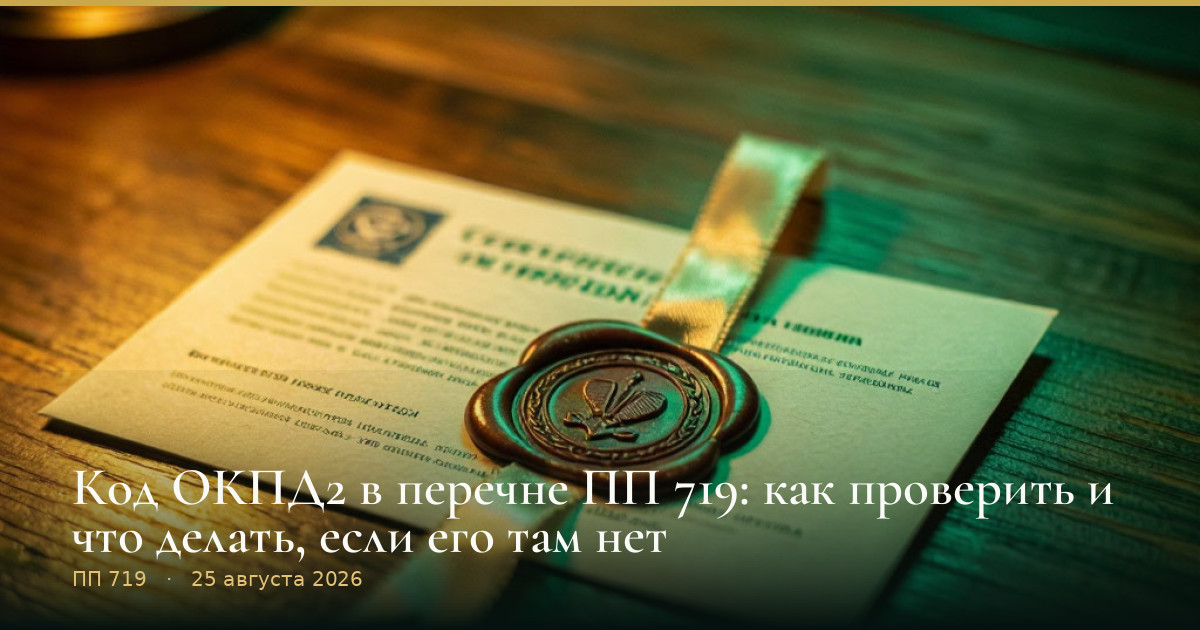 Код ОКПД2 в перечне ПП 719: как проверить и что делать, если его там нет