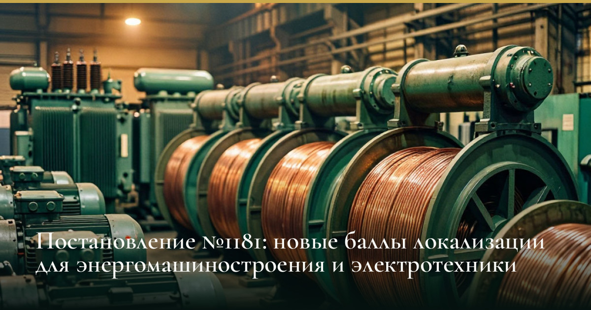 Постановление №1181: новые баллы локализации для энергомашиностроения и электротехники