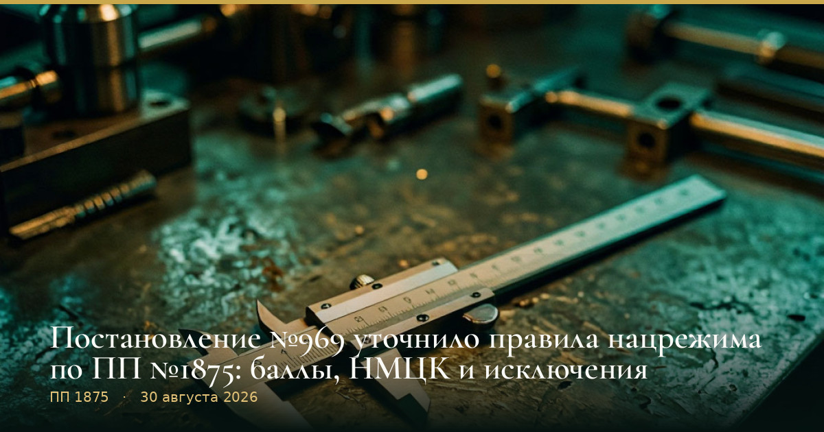 Постановление №969 уточнило правила нацрежима по ПП №1875: баллы, НМЦК и исключения