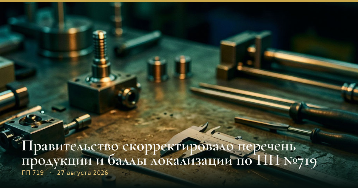 Правительство скорректировало перечень продукции и баллы локализации по ПП №719