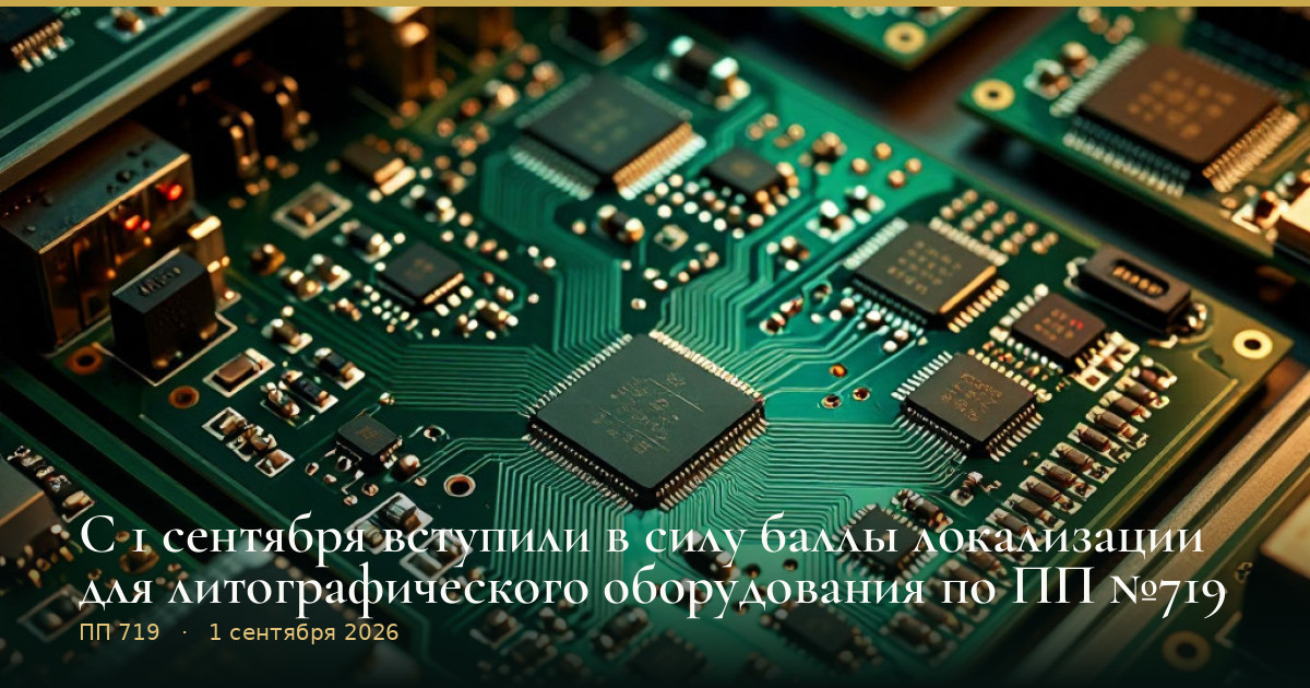 С 1 сентября вступили в силу баллы локализации для литографического оборудования по ПП №719
