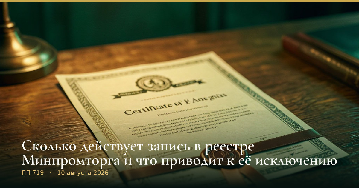 Сколько действует запись в реестре Минпромторга и что приводит к её исключению