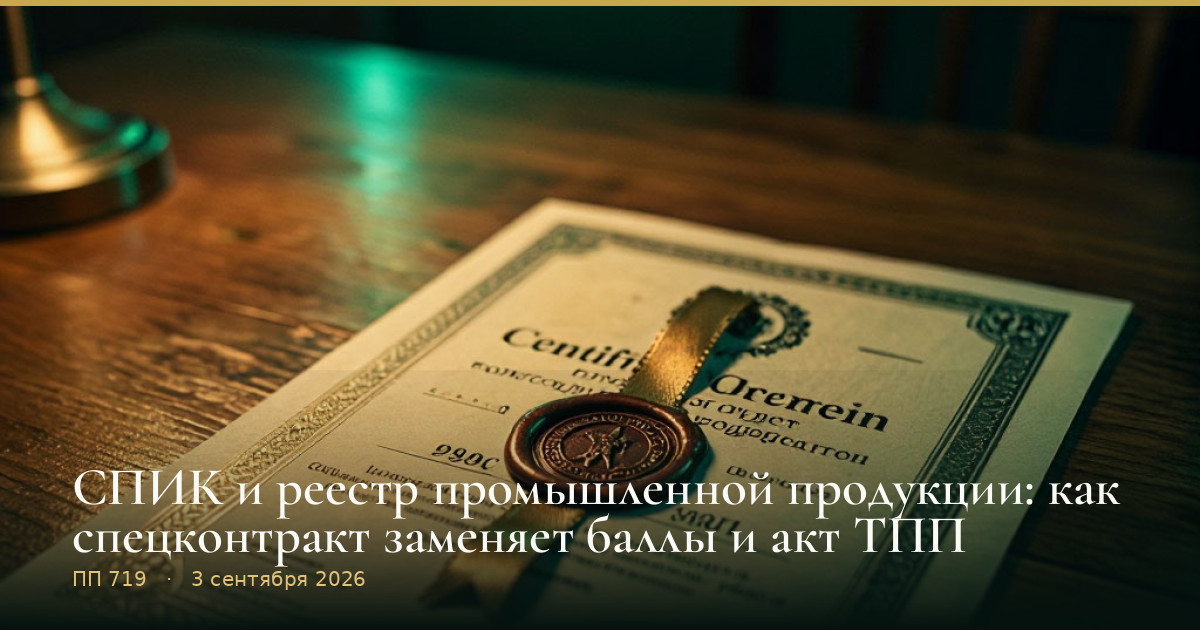 СПИК и реестр промышленной продукции: как спецконтракт заменяет баллы и акт ТПП