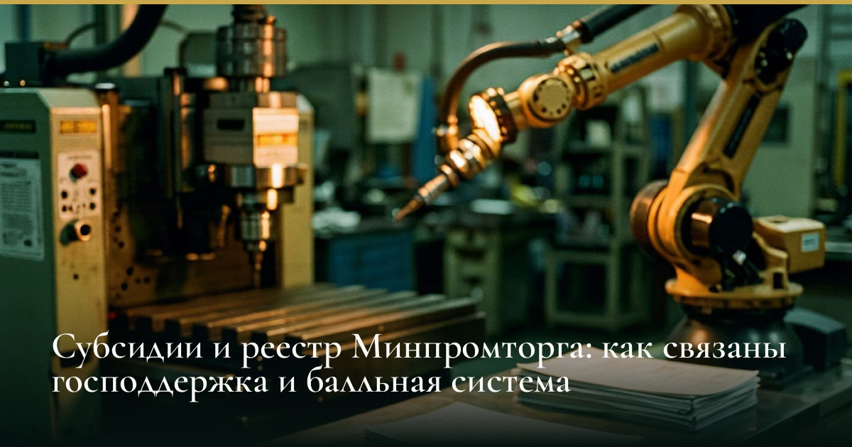 Субсидии и реестр Минпромторга: как связаны господдержка и балльная система